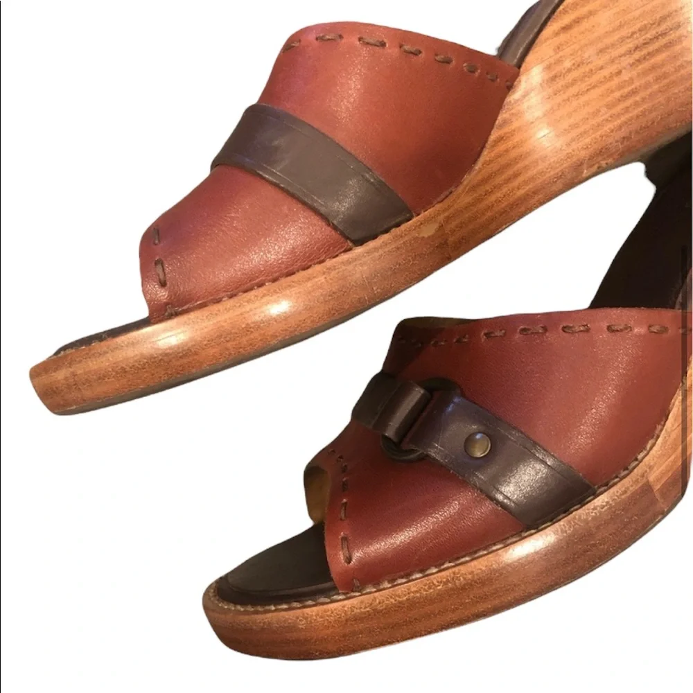 H.S.Trask & Co Brown Two Tone Wedge Sandal Size 10